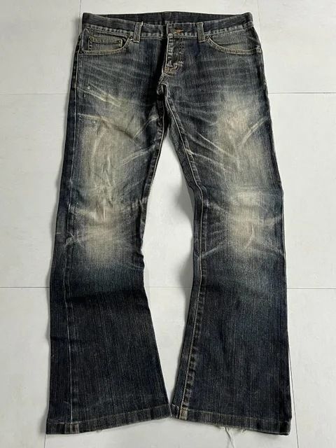 Retro Harajuku Washed Distressed Jeans for Men Loose Slightly Flared Long Punk Fashion Streetwear European American Style_mkmklike.com