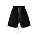 Men's Clothing Streetwear Cargo Shorts Multi-Pocket Drawstring Zip-Up Casual Shorts With Loose Fit & Wide Leg - Summer Fashion Essentials In Black_mkmklike.com