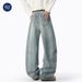 Nordmann Muqiu Clothing | American Style Scimitar Baggy Retro Washed Distressed Jeans Men's Trendy Brand Patchwork Wide-Leg Pants_mkmklike.com