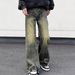 Nordmann European And American Retro High Yellow Mud-Dyed Jeans For Men Hip-Hop Street Style Niche Loose Straight Wide-Leg Pants_mkmklike.com