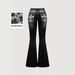 Black Washed Flared Jeans for Women Rhinestone Embroidered Pockets Customizable Direct Factory Stock_mkmklike.com