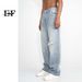 EF JEANS | 2023 New Product, Korean Version Of Straight Tube American Trend Ripped Denim Trousers, The Same Blue For Men And Women_mkmklike.com