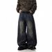 Men's Clothing All Match Hip Hot Retro Washed Deconstructed Scimitar Jeans For Men And Women Loose Straight Casual Wide Leg Jeans_mkmklike.com