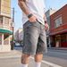 Men's American Style Casual Workwear Denim Shorts Cargo with Relaxed Fit Straight Leg Summer_mkmklike.com