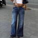Stretch Denim Long Pants for Women Straight Wide Leg mid Rise Jeans Gradient Frayed Hem Design European And American Style_mkmklike.com