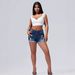 Women's High-Waisted Stretch Ripped Rolled Up Shorts Street Fashion Hot Girl Jeans_mkmklike.com
