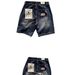 Men's Washed Distressed Denim Shorts Loose Fit Streetwear 5-Inch Cargo Light And Dark Blue_mkmklike.com