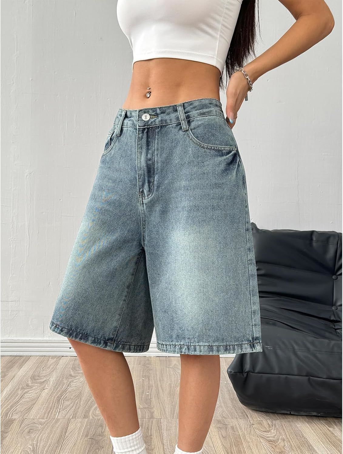 Women's Slim Fit Denim Capri Pants American Street Style Fashion Summer Trendy in Stock_mkmklike.com