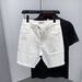 Men's Clothing Hot Diamond Slim Stretch Denim Shorts Summer New Men's White 4 Point Pants_mkmklike.com