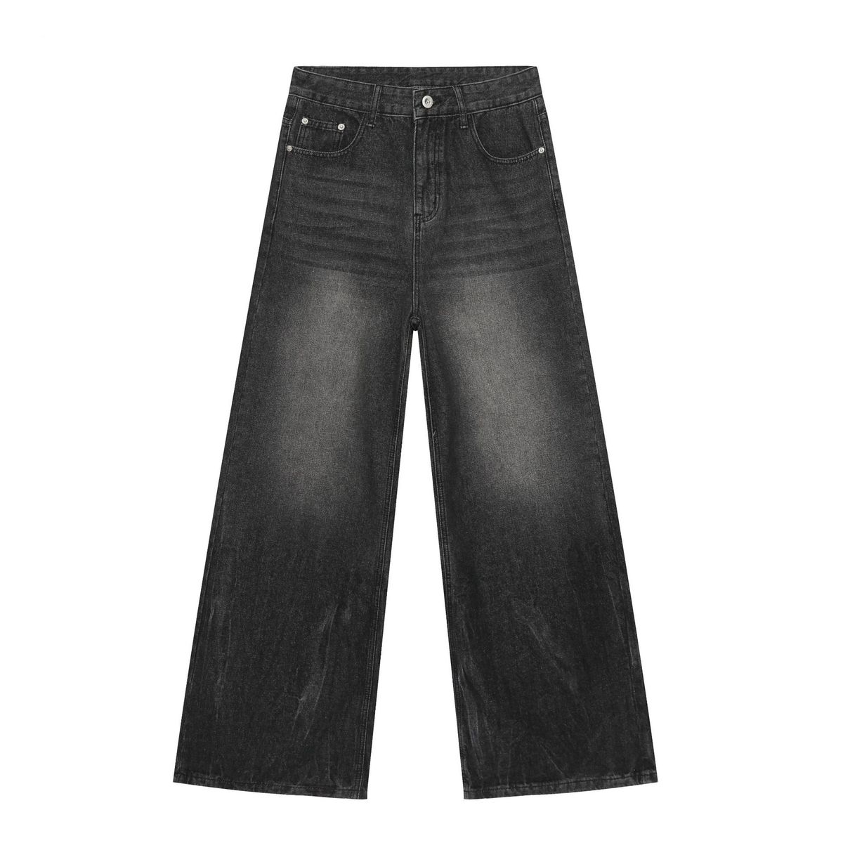 Men's Korean-Style Loose Straight Jeans – Retro Ripped Denim Pants (S-XL, Black Gray)Men's Clothing_mkmklike.com