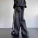 Vintage Baggy Straight Leg Jeans For Men - Retro Streetwear Denim Pants With Stripes, High Waist, Loose Fit, Washed Blue & Black (S-XXL)_mkmklike.com