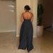 Elegant Halter Neck V-Back Wide-Leg Jumpsuit – Slim Fit, Pure Color & Breathable For Work & Evening (White/Black, S-3XL)_mkmklike.com