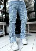 Spring Autumn Individual Patched Black Pants Long Tight Fit Stacked Jeans For Men 240819_mkmklike.com