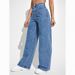High Waisted Straight Leg Jeans Women's Loose Fit Wide Leg Pants Solid Color Denim Petite Autumn Winter European American Styles_mkmklike.com