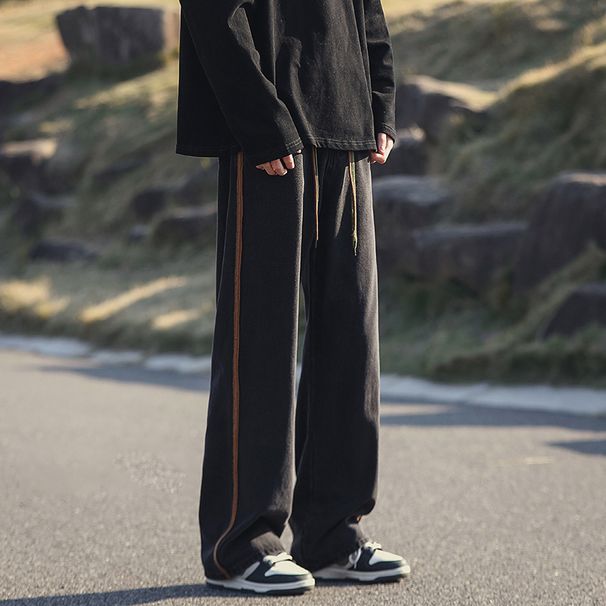 Nordmann Straight Retro Jean For Men, Autumn And Winter Japanee Style Striped Cargo Pant, Looe Trendy Wahed Caual Long_mkmklike.com