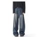 Men's Stretch Jeans Loose Straight Leg Wide Leg Pants Yellow Mud Dye Autumn Wash_mkmklike.com