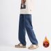 Men's Thermal Stretch Jeans - Fleece Lined Winter Trousers With Comfort Fit & Straight Leg_mkmklike.com