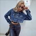 Women's Clothing Denim Jacket Short Sleeve Casual Streetwear Fashion Cropped Jacket For Women (XS/S/M/L, Dark Blue)_mkmklike.com