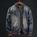 Retro Stand Up Collar Denim Jacket Motorcycle Jacket Handsome Denim Jacket_mkmklike.com