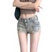Women's Clothing Low Waist Denim Shorts Women Spring And Summer Slim Fit Hip Hot Pants Retro Straight Pants_mkmklike.com