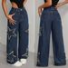 Women's Casual Versatile Loose Straight Leg Jeans Five-Pointed Star Tassel Frayed Edge Denim_mkmklike.com