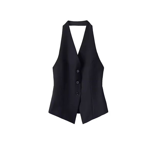 Women's Clothing Halter neck suit vest vest spring new top design niche temperament sleeveless waistcoat_mkmklike.com