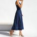 New Soft Denim Camisole Vintage Casual Style Button Denim Dress Long Skirt_mkmklike.com