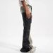 Men's Vintage Distressed Washed Flare Jeans High Waist Button Fly Coated Denim Pants with Long Detachable Sash Streetwear_mkmklike.com
