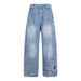 American Retro Washed Cartoon Curved Blade Jeans For Men And Women, Street Style, Loose Fit, Cool And Casual Wide Leg Pants._mkmklike.com