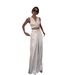 Women's Clothing women's clothing solid color V neck unrepaired vest lapel wide leg trousers suit_mkmklike.com
