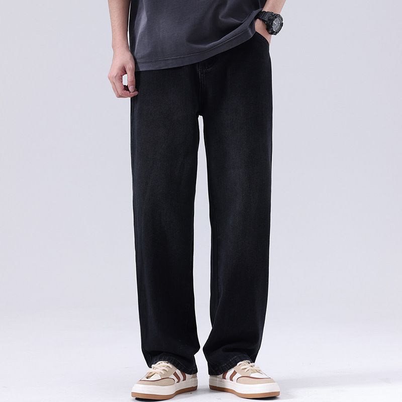 New Four Seasons Versatile Jeans For Men, American Style Micro Bottom Wide Leg Jeans For Men, Loose Yellow Mud Retro Fat Jeans For Men_mkmklike.com