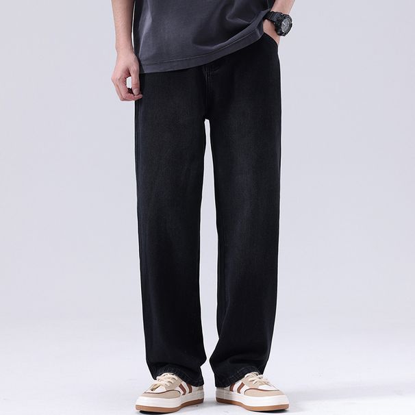 New Four Seasons Versatile Jeans For Men, American Style Micro Bottom Wide Leg Jeans For Men, Loose Yellow Mud Retro Fat Jeans For Men_mkmklike.com