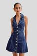 K New Neck Strap Style Slim Fit Long Skirt Denim Dress Women's Wear_mkmklike.com