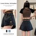 High Waisted Pear Shaped Figure Denim Shorts for Women plus Size Loose A-Line Wide Leg Pants Chubby Summer Thighs_mkmklike.com