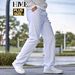 plus Size Men's Casual Loose Fit Jeans Breathable White Straight Leg Pants Simple Stylish European American Design_mkmklike.com
