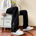 Nordmann Men's Flared Jeans American High Street Vibe Style Zipper Split Casual Autumn Winter Loose Straight Long Pants_mkmklike.com