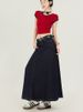 K Retro And Versatile Women's High-waisted A-line Flowing Maxi Skirt_mkmklike.com