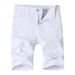 White Men's Casual Denim Shorts Simple Slim Fit Multi Craftsmanship Design Versatile Regular Style_mkmklike.com