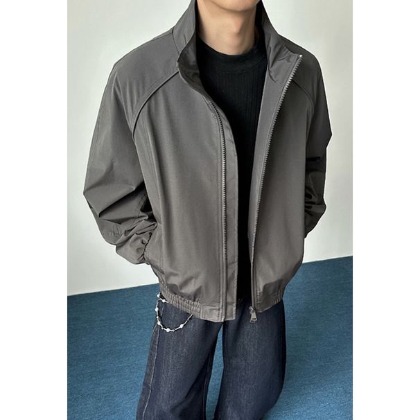 Cleanfit Deconstructed Stand-up Collar Bomber For Men, American Style Short Baseball With A Structured Shoulder_mkmklike.com