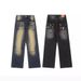 Men's Clothing Retro Gradient Letter Embroidered Jeans Men And Women Trendy Straight Loose Mopping Pants_mkmklike.com