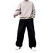 Men's Loose Straight Leg Jeans Black Casual Wide Leg Pants Mid Waist Cotton Midweight Machine Washable_mkmklike.com