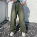 Suitable For All Seasons High Washed Vintage Green Jeans For Men Spring Autumn Trendy Street Hip Hop Loose Wide Leg Pants_mkmklike.com