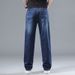 Thin Stretch Jeans Men's Casual Straight Jeans Men's Foreign Trade Washed Loose Long Tube American Jeans_mkmklike.com