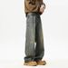 American Retro Washed Ripped Jeans Men's High Street Cat Whiskers Loose Straight Casual Wide-leg Trousers_mkmklike.com