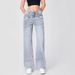 Women's Wide Leg Jeans Loose Straight Retro Washed Cotton Trousers Casual Fashion Office Lady Street Style Spring/Autumn_mkmklike.com