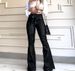 European And American Hot-Selling High-Waisted Hip-Lifting Drawstring Flared Wide-Leg Jeans For_mkmklike.com