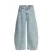 Men's Loose Banana Arc-Shaped Jeans With Pocket Design, Distressed Casual Scythe Pants_mkmklike.com