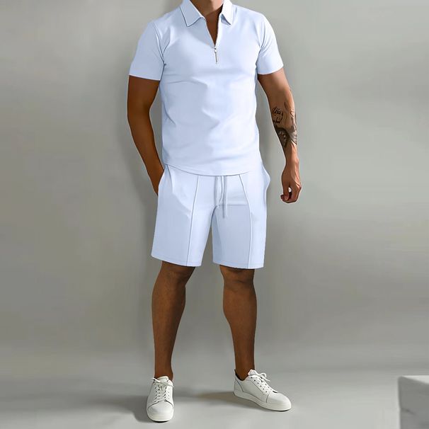 Men's Polo Casual Loose Short Sleeve Shorts Tracksuit_mkmklike.com