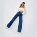 Women's Tall Stretch Denim Jeans - High Waist Wide Leg Pants, Retro Blue, Comfortable Cotton Blend For Office & Casual Wear (Sizes 25-32)_mkmklike.com