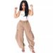 Women's Clothing Street Casual Pleated Lace Up Elastic Waist Harem Pants_mkmklike.com